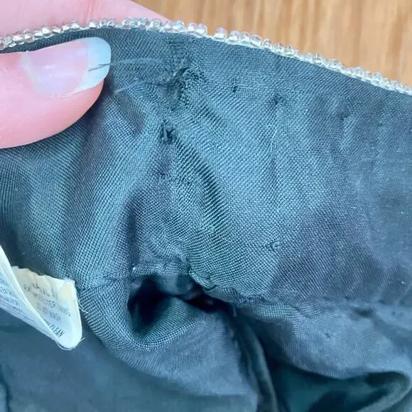 Vintage 1980s Black Beaded Silk Long Maxi Evening Gown Womens Medium - Picture 14 of 16